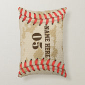 パーソナライズされたヴィンテージ野球名番号レトロ アクセントクッション (正面(垂直))