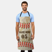 パーソナライズされたヴィンテージ野球名番号レトロ エプロン (着用した状態)
