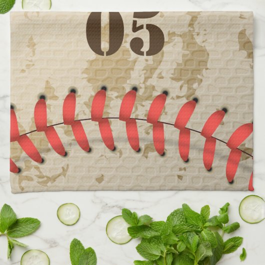 パーソナライズされたヴィンテージ野球名番号レトロ キッチンタオル (折り畳み)