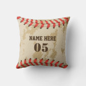 パーソナライズされたヴィンテージ野球名番号レトロ クッション (裏面)