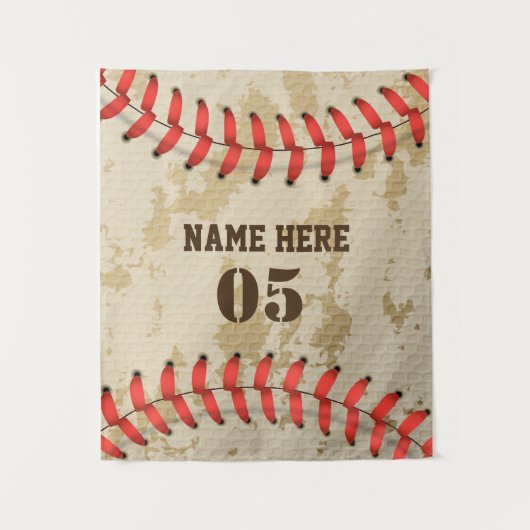 パーソナライズされたヴィンテージ野球名番号レトロ タペストリー (正面)