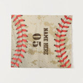 パーソナライズされたヴィンテージ野球名番号レトロ タペストリー (正面(横))