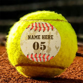 パーソナライズされたヴィンテージ野球名番号レトロ テニスボール