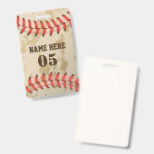 パーソナライズされたヴィンテージ野球名番号レトロ バッジ (正面&裏面)