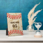パーソナライズされたヴィンテージ野球名番号レトロ フォトプラーク (側面)