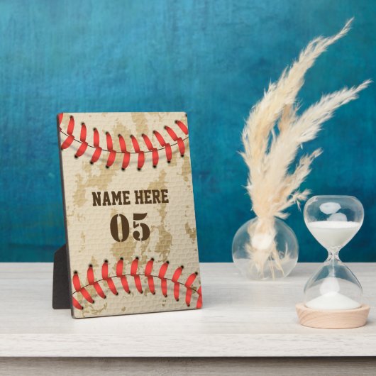 パーソナライズされたヴィンテージ野球名番号レトロ フォトプラーク (側面)