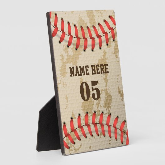 パーソナライズされたヴィンテージ野球名番号レトロ フォトプラーク (側面)