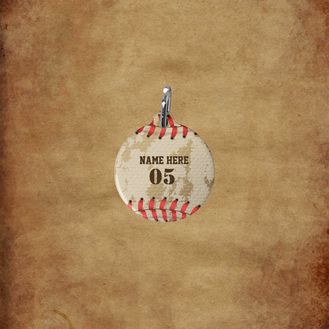 パーソナライズされたヴィンテージ野球名番号レトロ ペット　ネームタグ (クリエイターアップロード済み)