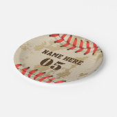 パーソナライズされたヴィンテージ野球名番号レトロ ペーパープレート (アングル)