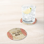 パーソナライズされたヴィンテージ野球名番号レトロ ラウンドペーパーコースター (インサイチュ)