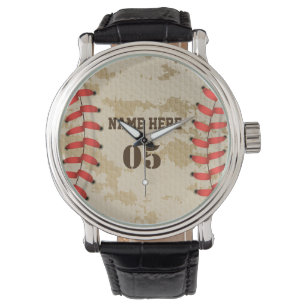 パーソナライズされたヴィンテージ野球名番号レトロ 腕時計