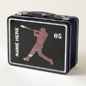 パーソナライズされたヴィンテージ野球名番号 メタルランチボックス (裏面)
