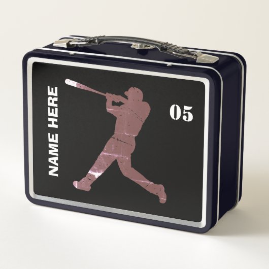 パーソナライズされたヴィンテージ野球名番号 メタルランチボックス (裏面)