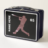 パーソナライズされたヴィンテージ野球名番号 メタルランチボックス (正面)