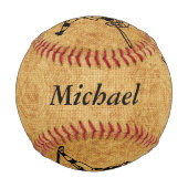 パーソナライズされたヴィンテージ野球選手 野球ボール (裏面)