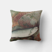 パーソナライズされたヴィンテージ釣りマス水彩画 クッション (裏面)