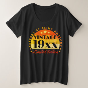 パーソナライズされたヴィンテージ限定版誕生日 プラスサイズTシャツ