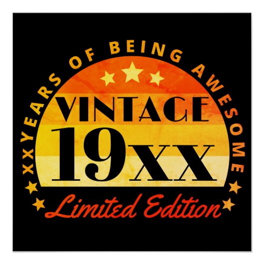 パーソナライズされたヴィンテージ限定版誕生日 ポスター (正面)