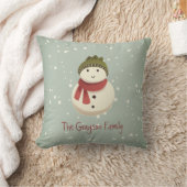 パーソナライズされたヴィンテージ雪だるまシーズンの挨拶 クッション (ブランケット)