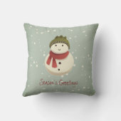 パーソナライズされたヴィンテージ雪だるまシーズンの挨拶 クッション (裏面)