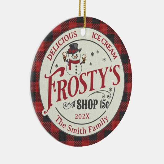 パーソナライズされたヴィンテージ霜の降りたアイスクリーム セラミックオーナメント (右)