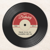 パーソナライズされたヴィンテージ音楽テーマパーティーデコール ラウンドペーパーコースター (正面)