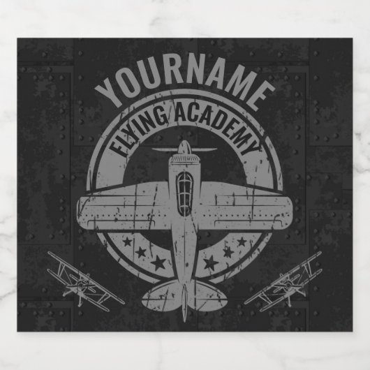 パーソナライズされたヴィンテージ飛行機パイロット飛行アカデミー ビールラベル (シングルラベル)