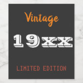 パーソナライズされたヴィンテージ19XX限定版誕生日 ワインラベル (シングルラベル)