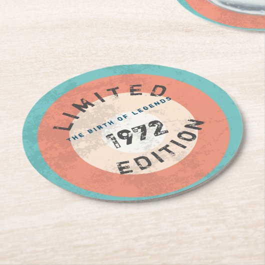 パーソナライズされたヴィンテージ19XX限定版 ラウンドペーパーコースター (アングル)