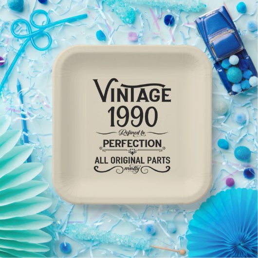 パーソナライズされたヴィンテージ35歳の誕生日ギフトブラック ペーパープレート (パーティー)