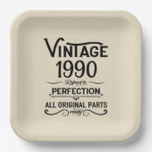 パーソナライズされたヴィンテージ35歳の誕生日ギフトブラック ペーパープレート (正面)