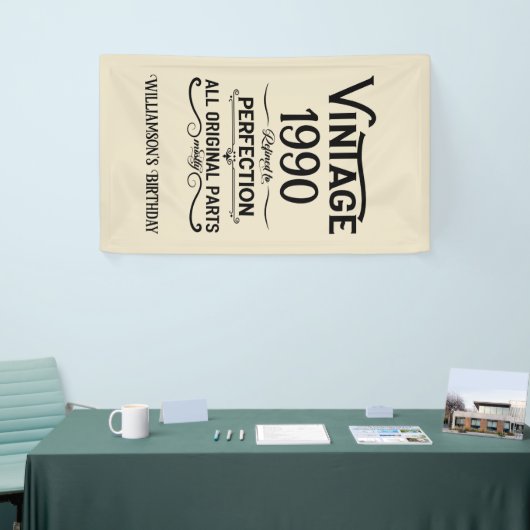 パーソナライズされたヴィンテージ35歳の誕生日ギフトブラック 横断幕 (トレードショー)