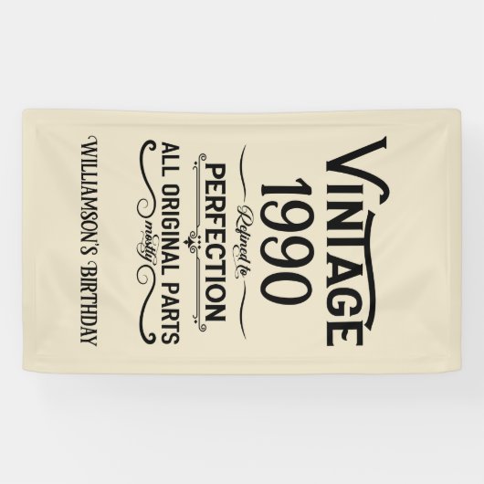 パーソナライズされたヴィンテージ35歳の誕生日ギフトブラック 横断幕 (横)