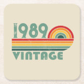 パーソナライズされたヴィンテージ35th誕生日パーティー スクエアペーパーコースター (正面)