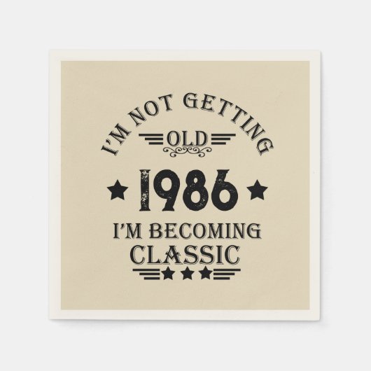 パーソナライズされたヴィンテージ35th誕生日パーティー スタンダードカクテルナプキン (正面)