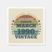 パーソナライズされたヴィンテージ35th誕生日パーティー スタンダードカクテルナプキン (正面)