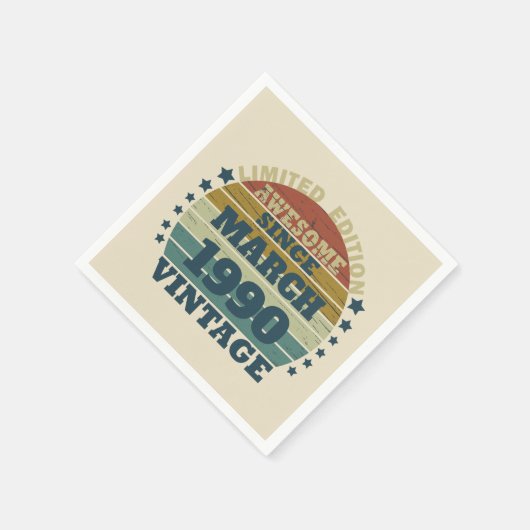 パーソナライズされたヴィンテージ35th誕生日パーティー スタンダードカクテルナプキン (角)