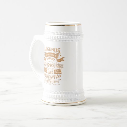 パーソナライズされたヴィンテージ35th誕生日パーティー ビールジョッキ (正面左)