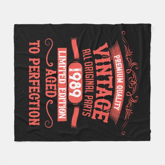 パーソナライズされたヴィンテージ35th誕生日パーティー フリースブランケット (正面(横))