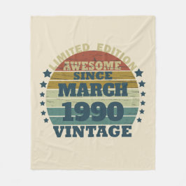 パーソナライズされたヴィンテージ35th誕生日パーティー フリースブランケット