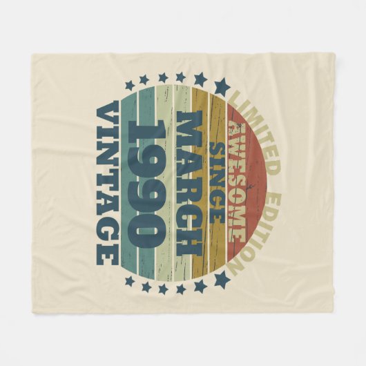 パーソナライズされたヴィンテージ35th誕生日パーティー フリースブランケット (正面(横))