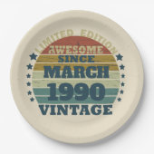 パーソナライズされたヴィンテージ35th誕生日パーティー ペーパープレート (正面)
