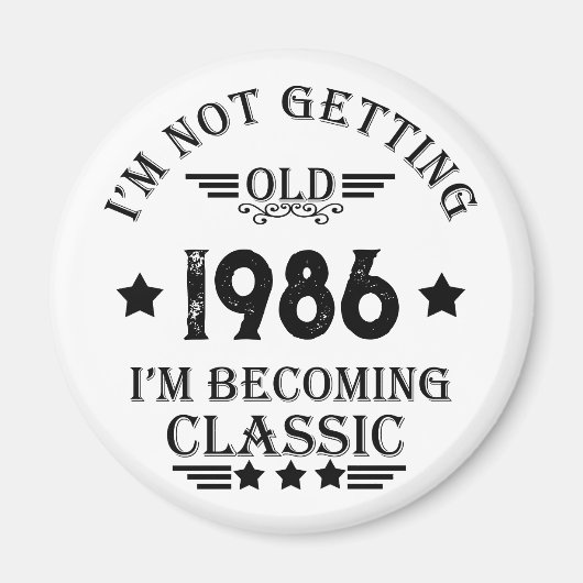 パーソナライズされたヴィンテージ35th誕生日パーティー マグネット (正面)