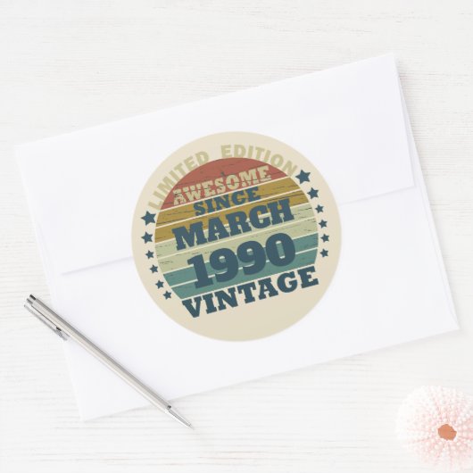 パーソナライズされたヴィンテージ35th誕生日パーティー ラウンドシール (封筒)