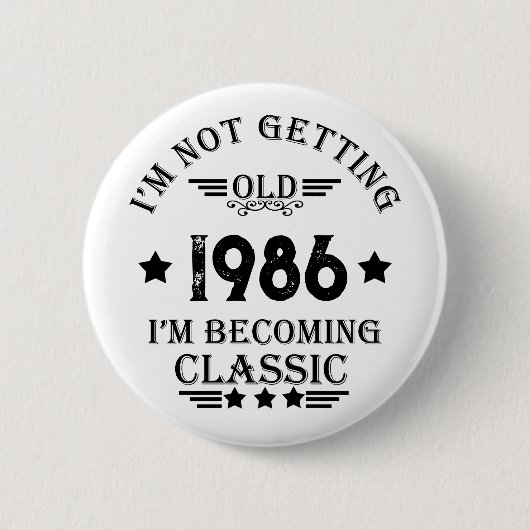 パーソナライズされたヴィンテージ35th誕生日パーティー 缶バッジ (正面)