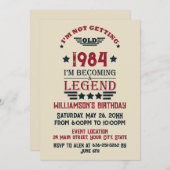 パーソナライズされたヴィンテージ40歳の誕生日ギフト赤 招待状 (正面/裏面)