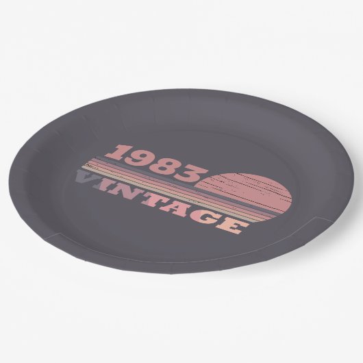 パーソナライズされたヴィンテージ40歳の誕生日パーティー ペーパープレート (アングル)