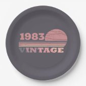 パーソナライズされたヴィンテージ40歳の誕生日パーティー ペーパープレート (正面)