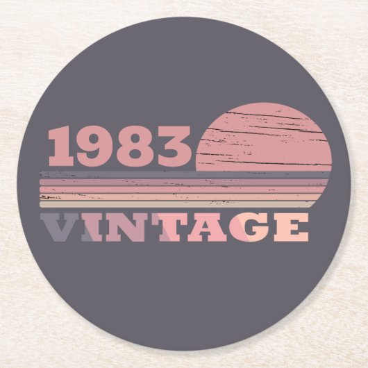 パーソナライズされたヴィンテージ40歳の誕生日パーティー ラウンドペーパーコースター (正面)