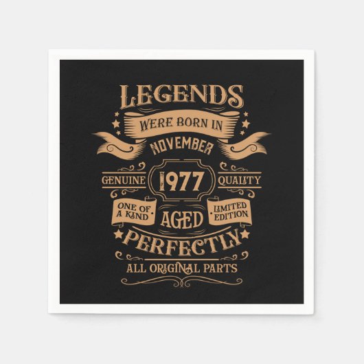 パーソナライズされたヴィンテージ45歳の誕生日ウイスキーパーティー スタンダードカクテルナプキン (正面)